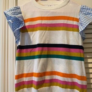 THML Multicolor Striped Women’s Sweater with Gingham Sleeves